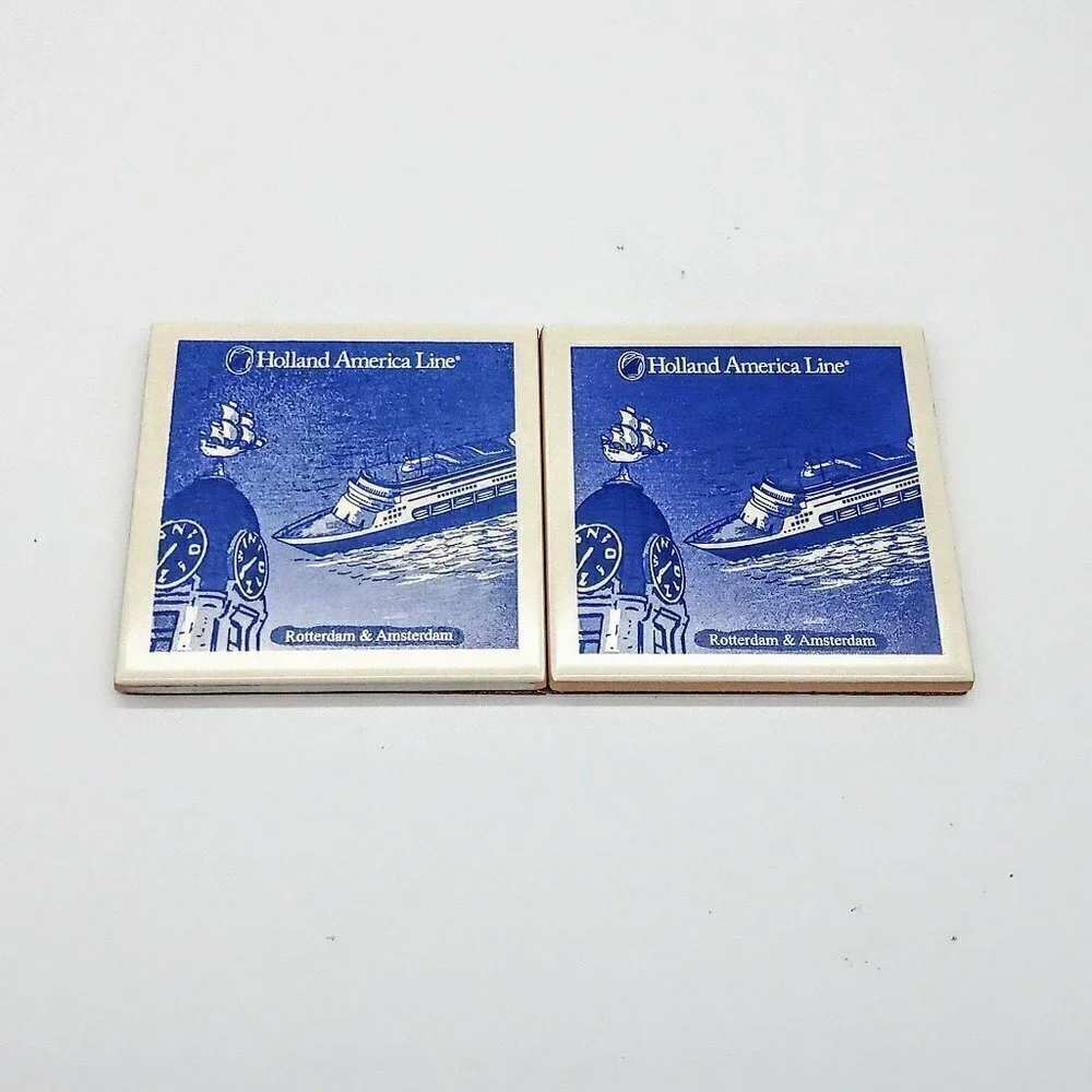Holland America Lines Ceramic Cork Coasters NIB